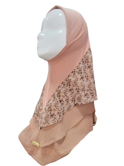 Floral Pattern Two Toned Hijab - Kids