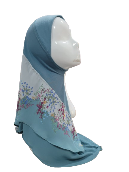 Floral Pattern Two Toned Hijab - Kids