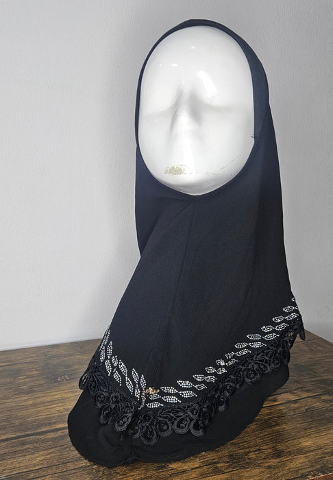 Stoned Hijab with Lace Detail - Kids