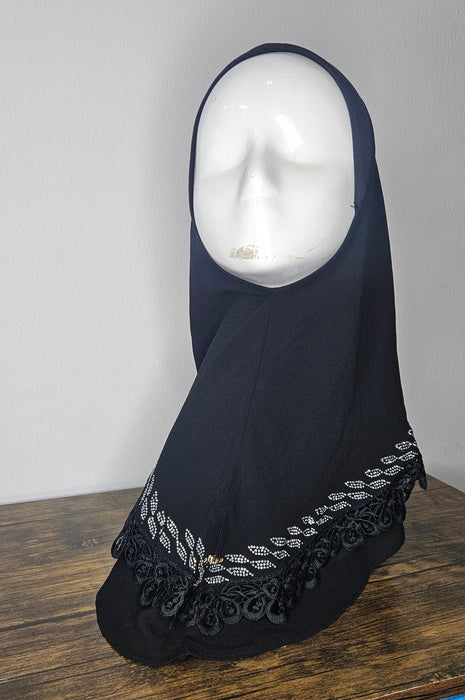 Stoned Hijab with Lace Detail - Kids