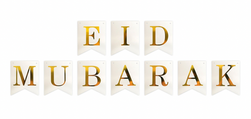 Eid Mubarak Bunting Banner - White and Gold