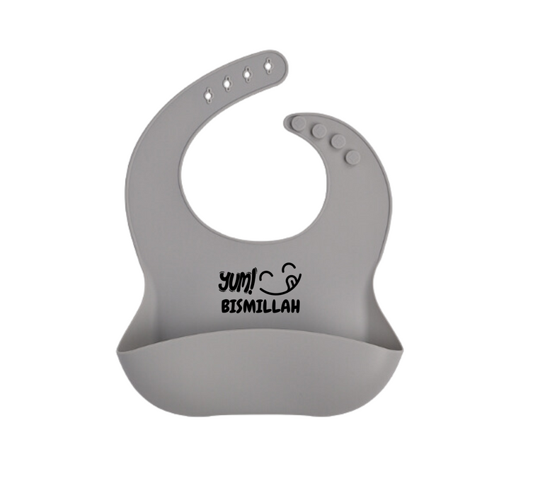 Yum Bismillah Bib - Cool Grey