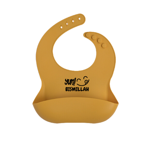 Yum Bismillah Silicone Baby Bib - Mustard