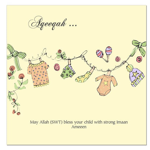 Aqeeqah Mubarak Card (Clothes Line)