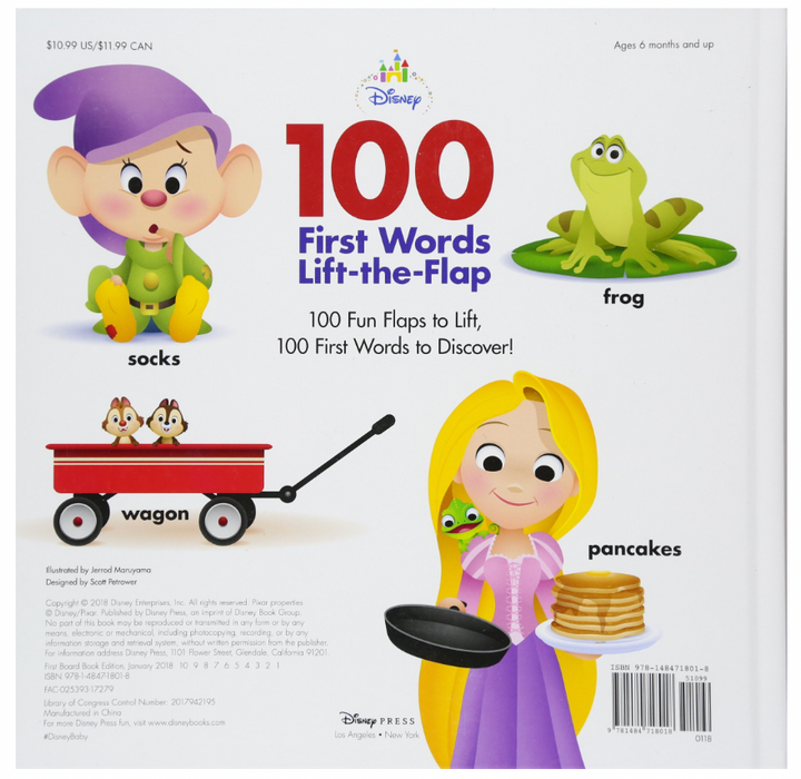 Disney Baby 100 First Words Lift-The-Flap (Board Book)